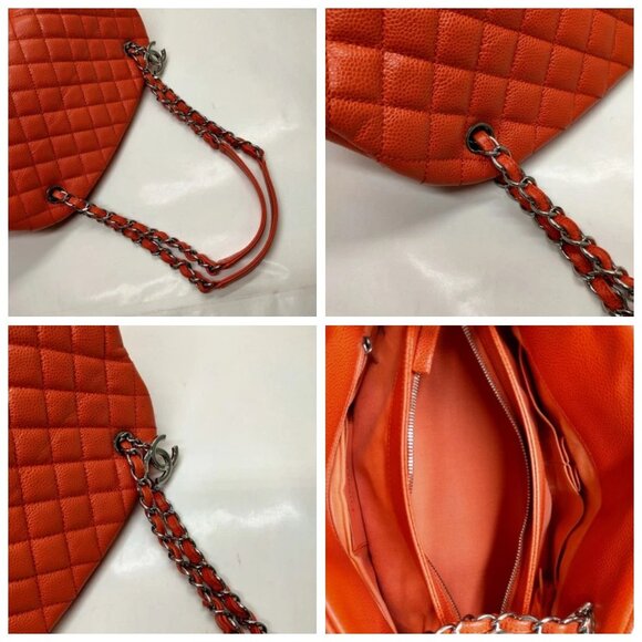 Chanel Shoulder Bag Orange CaviarSkin 926-083025 - Picture 7 of 13